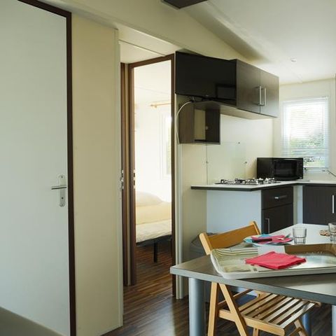 MOBILHOME 2 personnes - Mobil-home Plage 18.6m² (+ de 10 ans) (1 chambre) + Terrasse bois semi-couverte + TV 2 pers