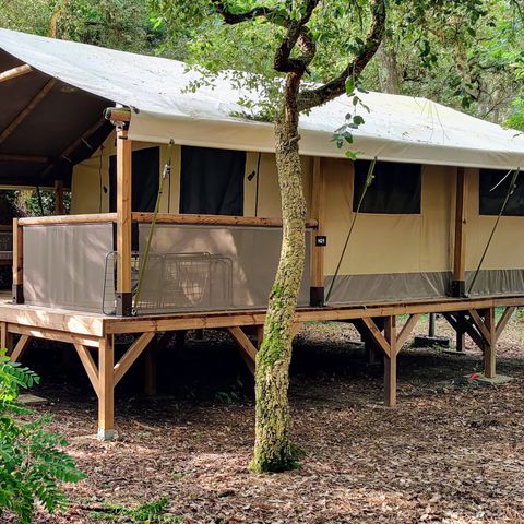 Tente en toile et en bois 5 personnes - Tente Kenya 4/5p - 2 chambres