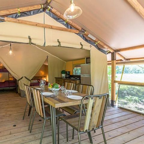 Tente en toile et en bois 5 personnes - Tente Kenya 4/5p - 2 chambres