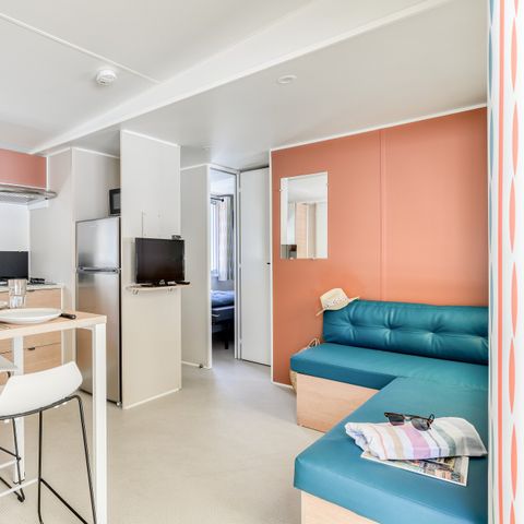 Mobilhome 6 personnes - Mobil-home | Premium | 3 Ch. | 6 Pers. | Terrasse surélevée | 2 SDB | Clim.