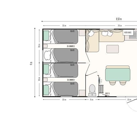 Mobilhome 8 personnes - Mobil home super cordelia 3 chambres avec terrasse semi couverte ( annee 2025)