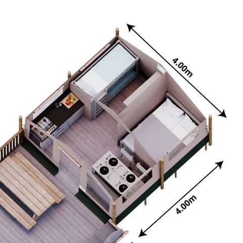 TENTE TOILE ET BOIS 4 personnes - Safari Salguer