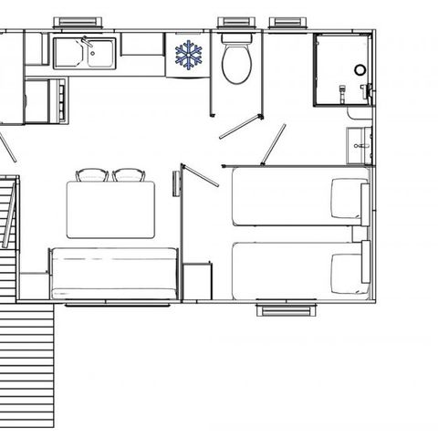 MOBILHOME 6 personnes - Comfort | 2 Ch. | 4/6 Pers. | Terrasse simple | Clim.