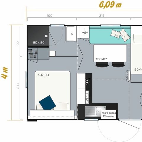 MOBILHOME 4 personnes - Vénus 22m² 4 pers