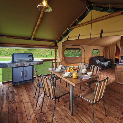 TENTE TOILE ET BOIS 7 personnes - Tente Ciela Nature Lodge - 2 chambres - Cuisine équipée – Salle de bain