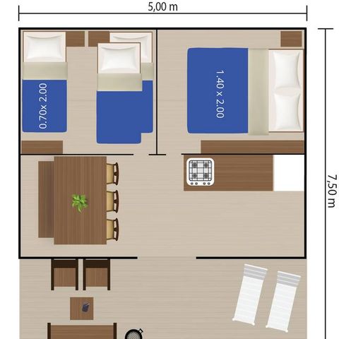 Tente en toile et en bois 5 personnes - SAFARITENT (SANS SANITAIRES)