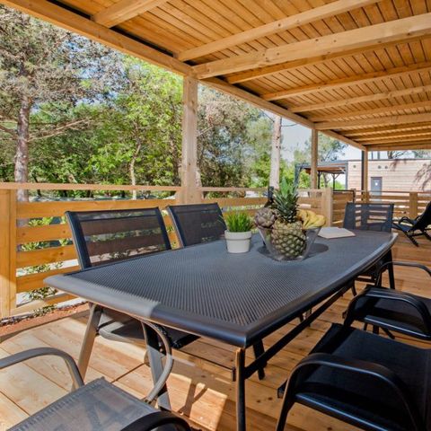 MOBILHOME 6 personnes - Comfort XL | 3 Ch. | 6 Pers. | Terrasse surélevée | 2 SDB | Clim. | TV