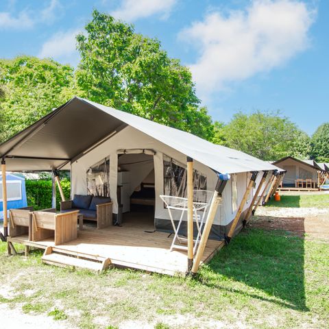 TENTE TOILE ET BOIS 5 personnes - Lanterna - Tente Safari Confort + climatisation