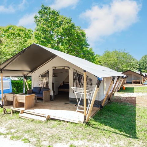 TENTE TOILE ET BOIS 5 personnes - Lanterna - Tente Safari Confort + climatisation