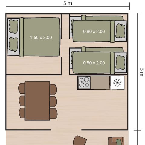 TENTE TOILE ET BOIS 5 personnes - Lanterna - Tente Safari Relax