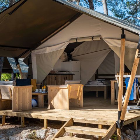 Tente en toile et en bois 4 personnes - Safaritent Comfort