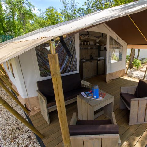 Tente en toile et en bois 4 personnes - Bijela Uvala - Tente safari + sanitaires + climatisation (5P)
