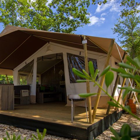 Tente en toile et en bois 4 personnes - Bijela Uvala - Tente safari + sanitaires + climatisation (5P)