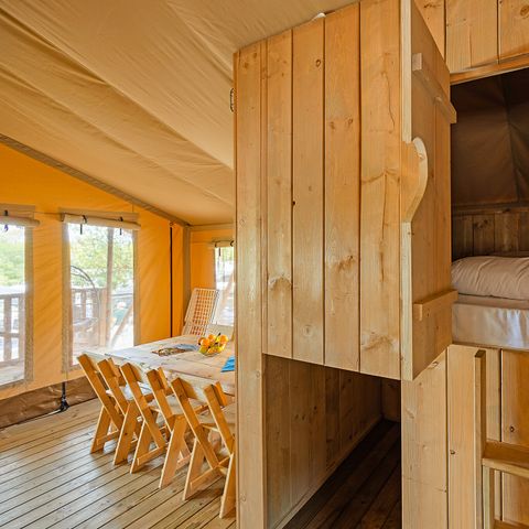 Tente en toile et en bois 4 personnes - Bijela Uvala - Tente Safari + sanitaires + air conditionné (6P)