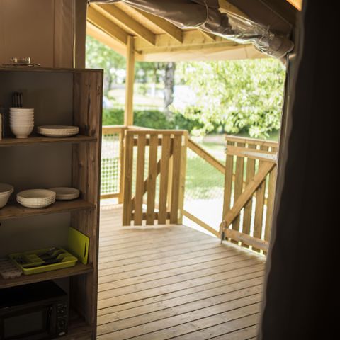 TENTE TOILE ET BOIS 5 personnes - CABANE PILOTIS