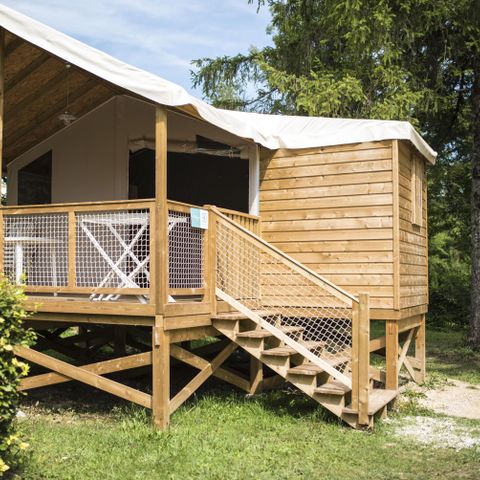 TENTE TOILE ET BOIS 5 personnes - CABANE PILOTIS