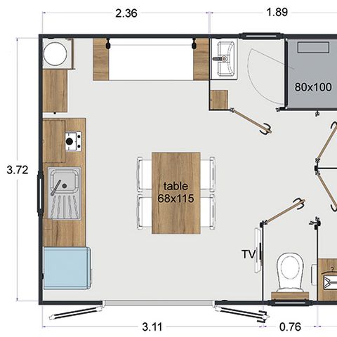 MOBILHOME 4 personnes - Cabane nuit