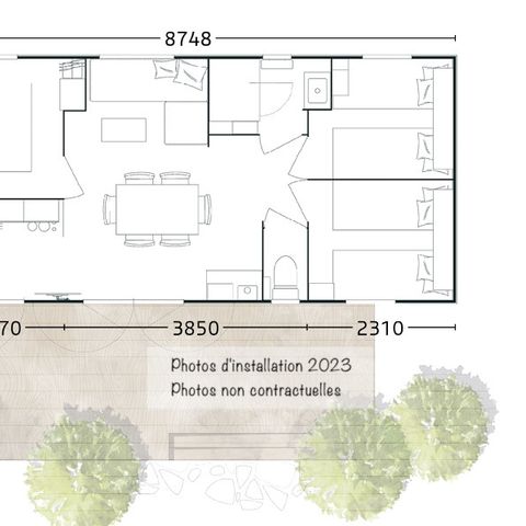 MOBILHOME 6 personnes - Espace Premium 33m² Clim TV