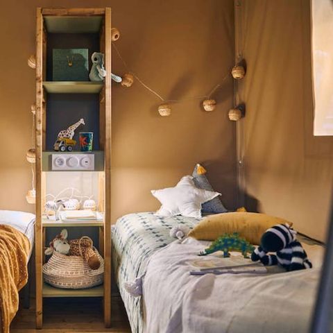 Tente en toile et en bois 4 personnes - Jungle Lodge 2ch - SDB