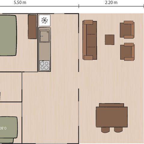 TENTE TOILE ET BOIS 4 personnes - Polari - Tente Safari + sanitaires + climatisation (4P)