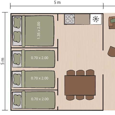TENTE TOILE ET BOIS 5 personnes - Polari - Tente safari Harmony