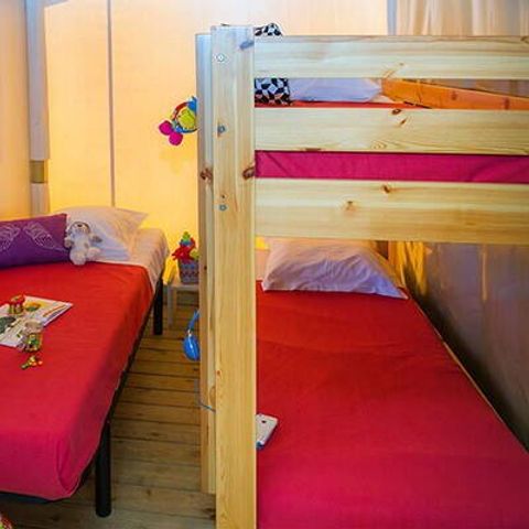 Tente en toile et en bois 5 personnes - Tente Eco Lodge | 2 Ch. | 4/5 Pers. | Terrasse simple