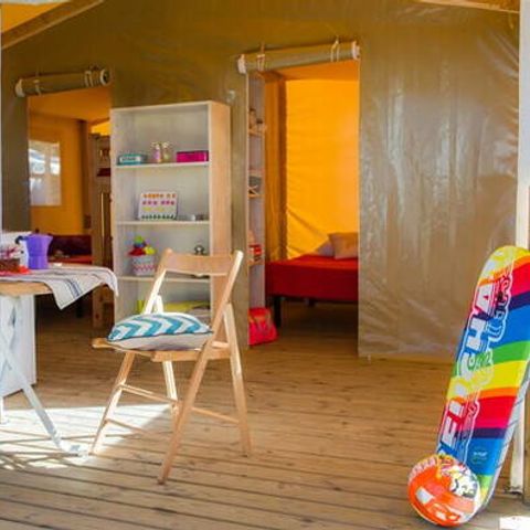Tente en toile et en bois 5 personnes - Tente Eco Lodge | 2 Ch. | 4/5 Pers. | Terrasse simple