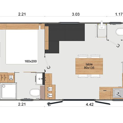 MOBILHOME 4 personnes - Konfort 2 chambres, 2 SDB, 4 personnes