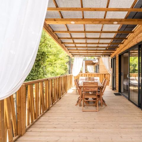Tente en toile et en bois 4 personnes - Lodge Kabane sur Pilotis 3 Pièces 4 Personnes Climatisé + TV