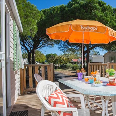 MOBILHOME 8 personnes - Classic | 3 Ch. | 6/8 Pers. | Terrasse surélevée non couverte | Clim.