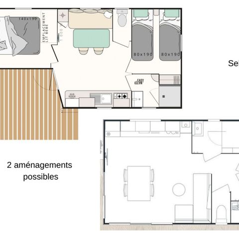 MOBILHOME 5 personnes - Mobil-home Evasion+ 5 personnes 2 chambres 23m²