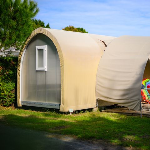 TENTE TOILE ET BOIS 4 personnes - TENTE COCO SWEET 2 ch. 4 pers - 16m2 - auvent toilé