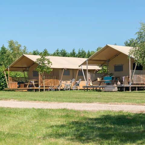 Tente en toile et en bois 6 personnes - Woody Lodge, Climatisé - 2 chambres