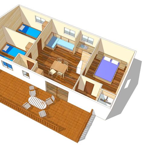 MOBILHOME 6 personnes - Mobil-home | Classic | 3 Ch. | 6 Pers. | Terrasse surélevée | 1 SDB