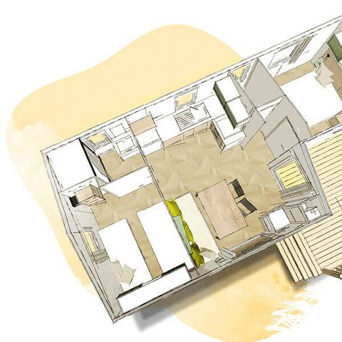 MOBILHOME 6 personnes - Comfort | 2 Ch. | 4/6 Pers. | Terrasse simple | Clim.