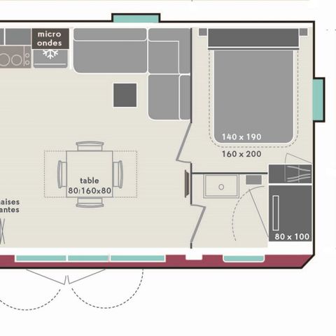Mobilhome 6 personnes - Cottage Brasilia 6 pers 3 Ch 1 Sdb ***