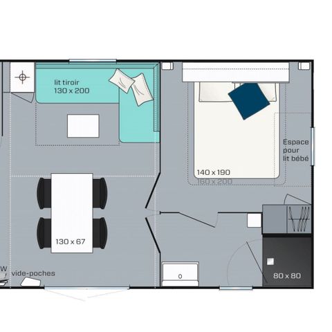 Mobilhome 6 personnes - Cottage Brasilia 4/6 pers 2 Ch 1 Sdb ***
