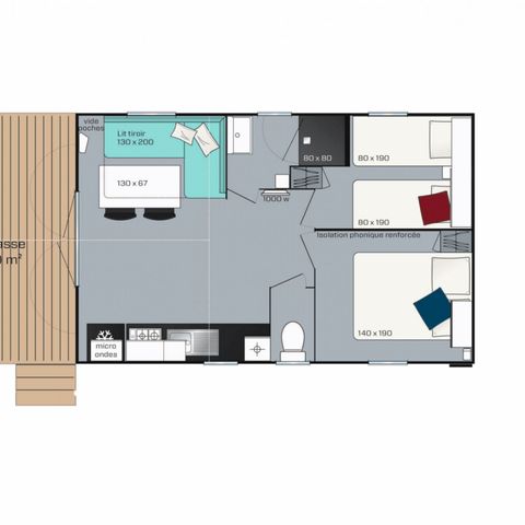 Mobilhome 4 personnes - Cottage Bangkok 4 pers 2 Ch 1 Sdb ***