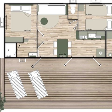 MOBILHOME 4 personnes - Premium 2 chambres