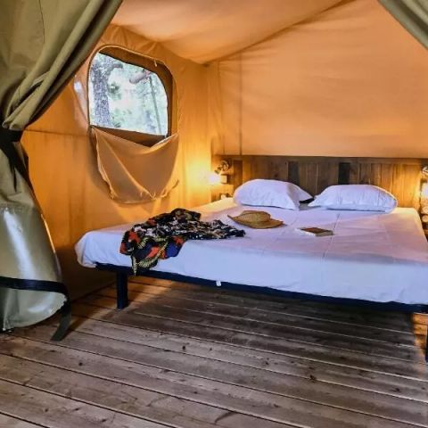 TENTE TOILE ET BOIS 5 personnes - Tente Lodge Cosy 3 Pièces 5 Personnes Sans Sanitaire