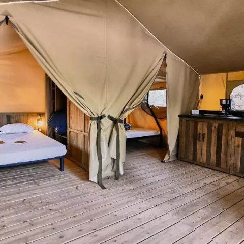 TENTE TOILE ET BOIS 5 personnes - Tente Lodge Cosy 3 Pièces 5 Personnes Sans Sanitaire