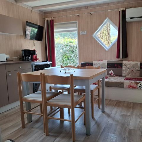 CHALET 6 personnes - Chalet Premium 34m² (3 chambres) + Climatisation + Lave-vaisselle + Terrasse couverte