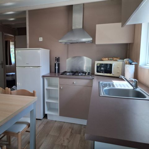 CHALET 6 personnes - Chalet Premium 34m² (3 chambres) + Climatisation + Lave-vaisselle + Terrasse couverte