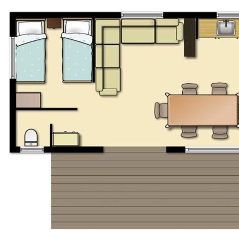 MOBILHOME 6 personnes - Cottage Confort "Camargue" 29m² 3ch 4/6 pers