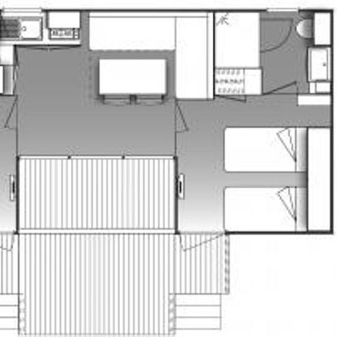 MOBILHOME 4 personnes - Mobil home Premium 32m² 2 chambres + 2 salles de bain + terrasse couverte 9m² + TV + Clim 4 pers