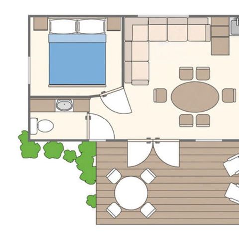 Mobilhome 5 personnes - Mobil-home | Classic | 2 Ch. | 5 Pers. | Terrasse surélevée non couverte | Clim.