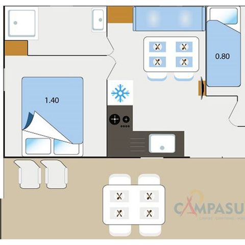 MOBILHOME 4 personnes - Mobil home Bandol - 21m² - 2 Chambres