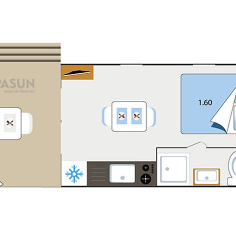MOBILHOME 2 personnes - Mobil home Key westotel - 20m² - 1 Chambre