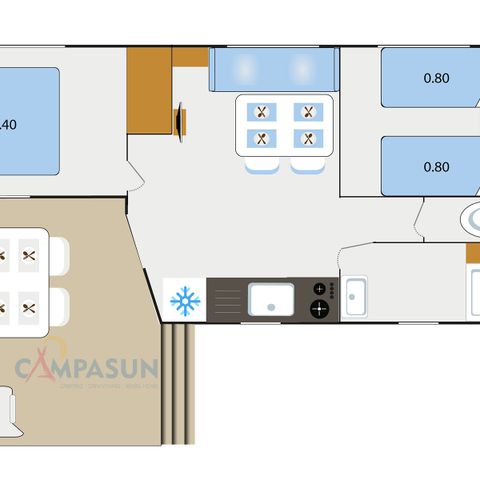 MOBILHOME 4 personnes - Mobil home Caraïbe - 24m² - 2 Chambres