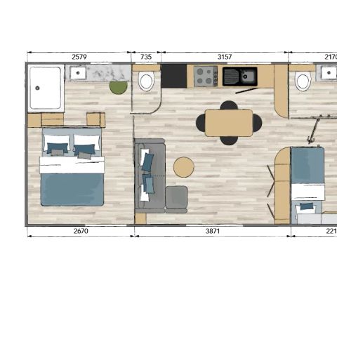 MOBILHOME 4 personnes - Sunêlia Luxe TAOS F4 4 pers. 2 ch. 2 sdb.